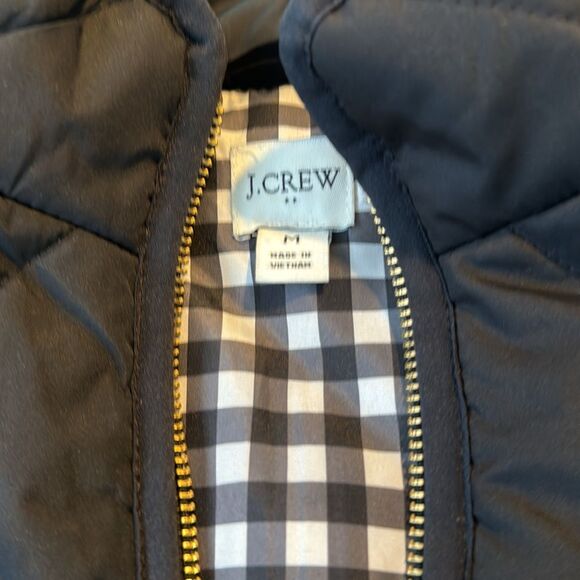 J Crew NWOT Excursion Quilted Vest Puffer Vest Gingham Lined Black AP678 Size M - Picture 2 of 8